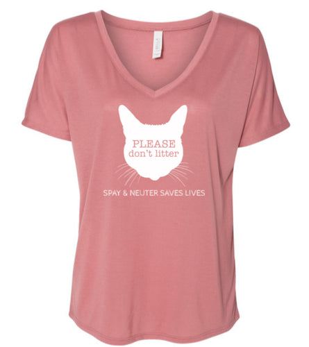 Please don't litter - womens's slouchy v-neck tee